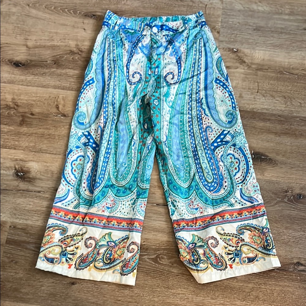 Colorful Paisley Wide-Leg Pants